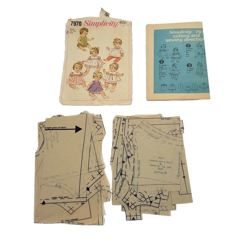 Vtg Simplicity Doll Clothing Sewing Pattern Lot 7970 / 9508